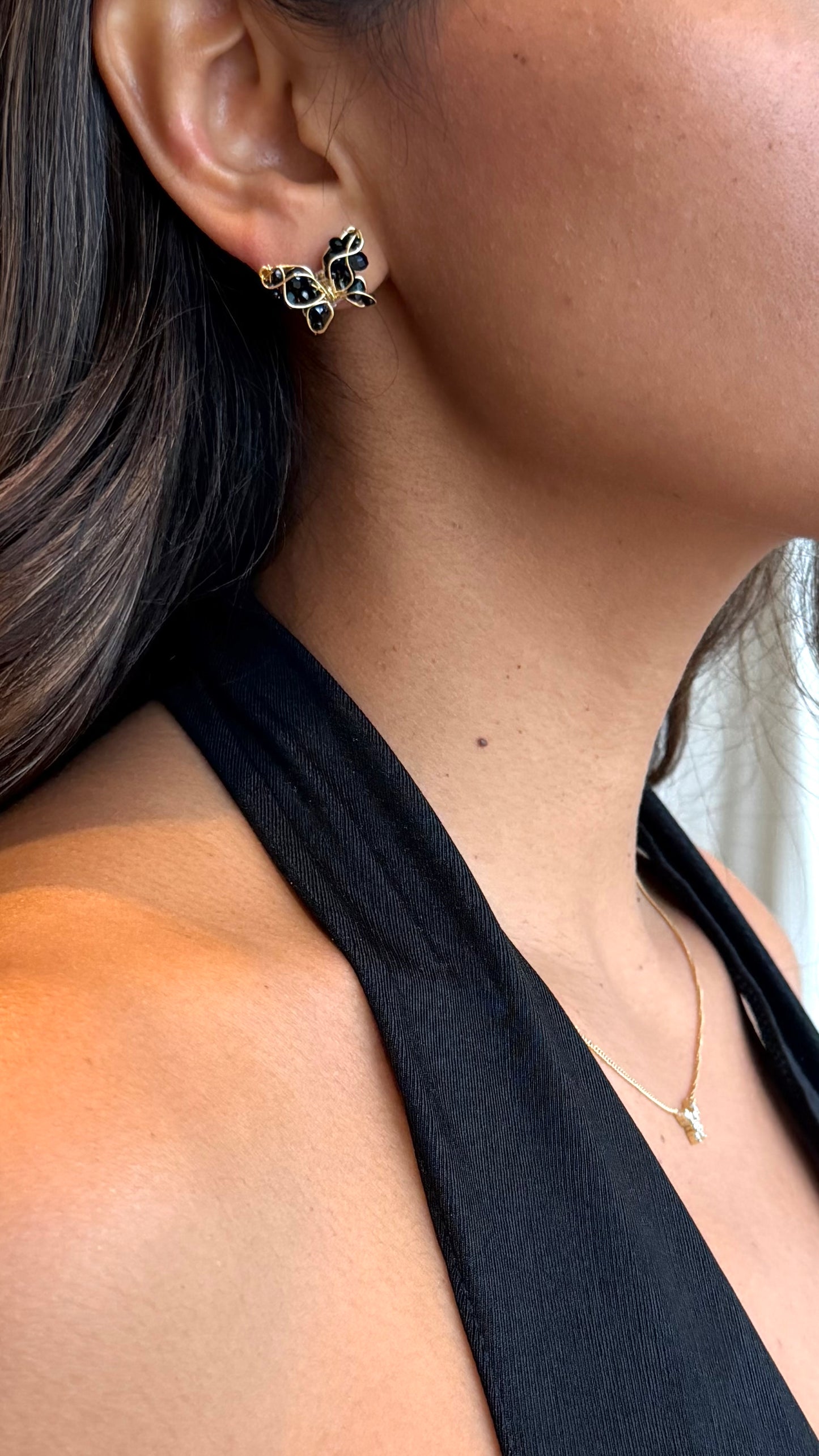 Mariposa Mini Black Earrings