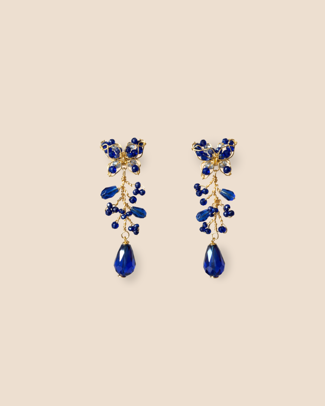 Mariposa Midi Gold Blue Earrings