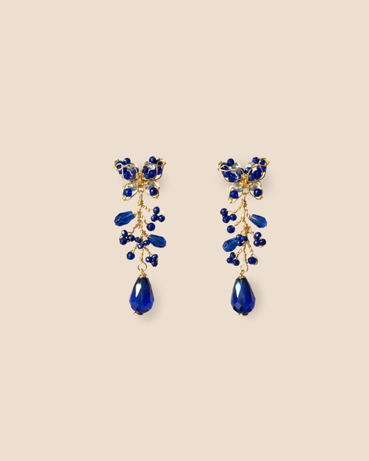 Mariposa Midi Gold Blue Earrings