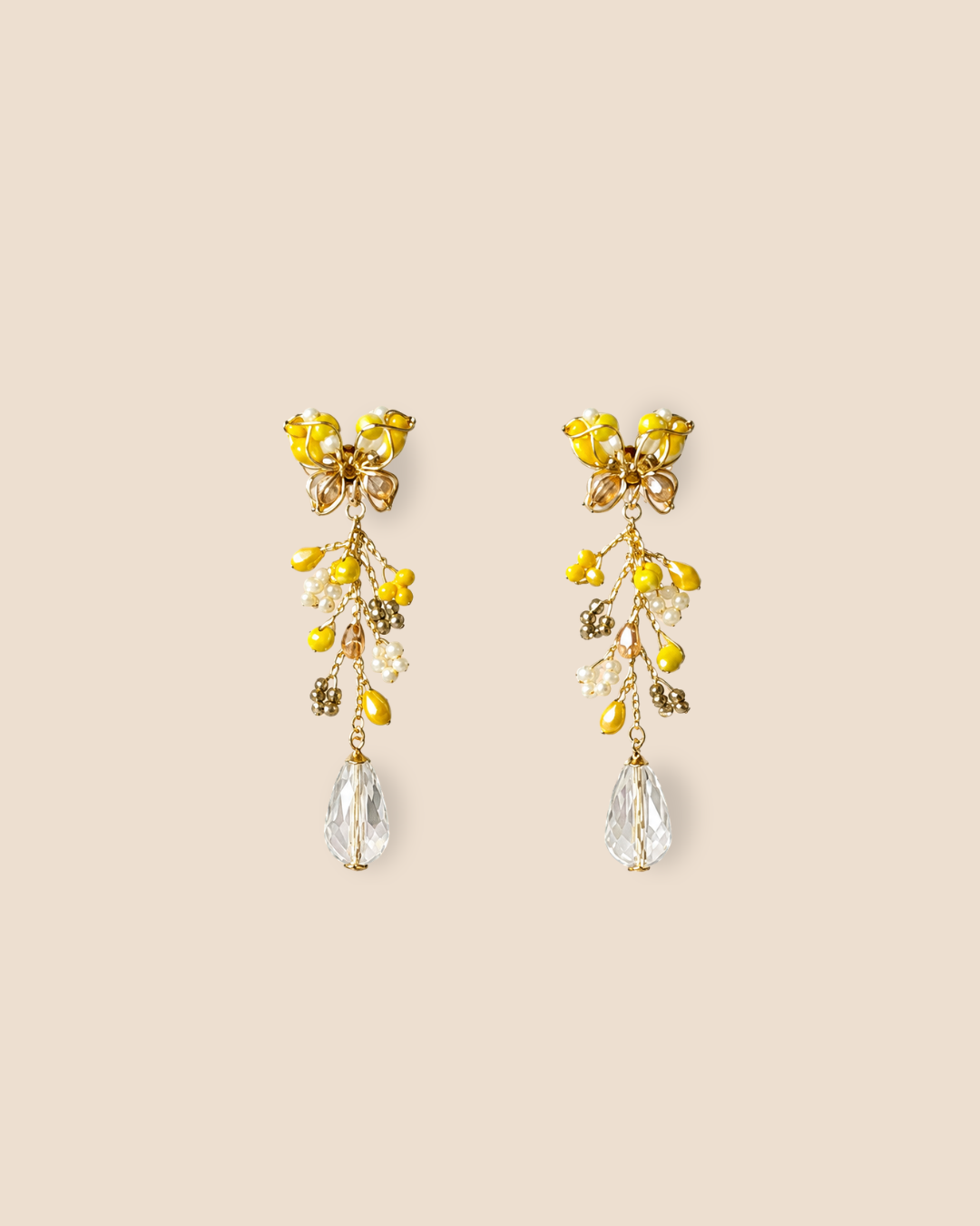 Mariposa Midi Silver Yellow Earrings