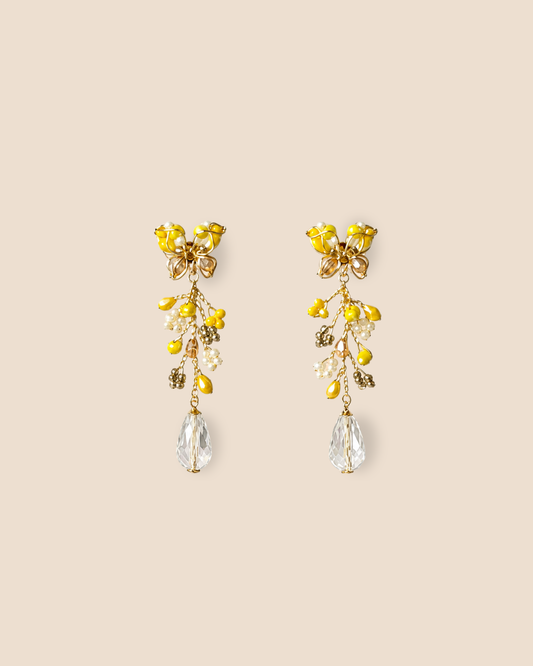 Mariposa Midi Silver Yellow Earrings