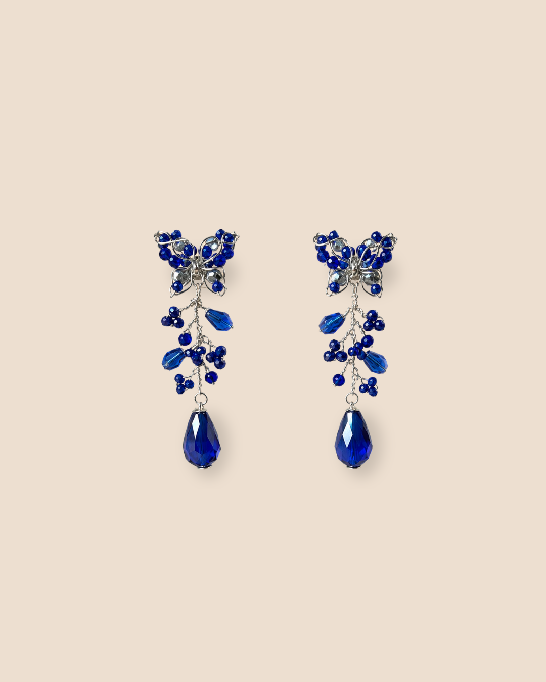 Mariposa Midi Silver Blue Earrings