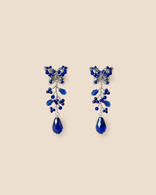 Mariposa Midi Silver Blue Earrings