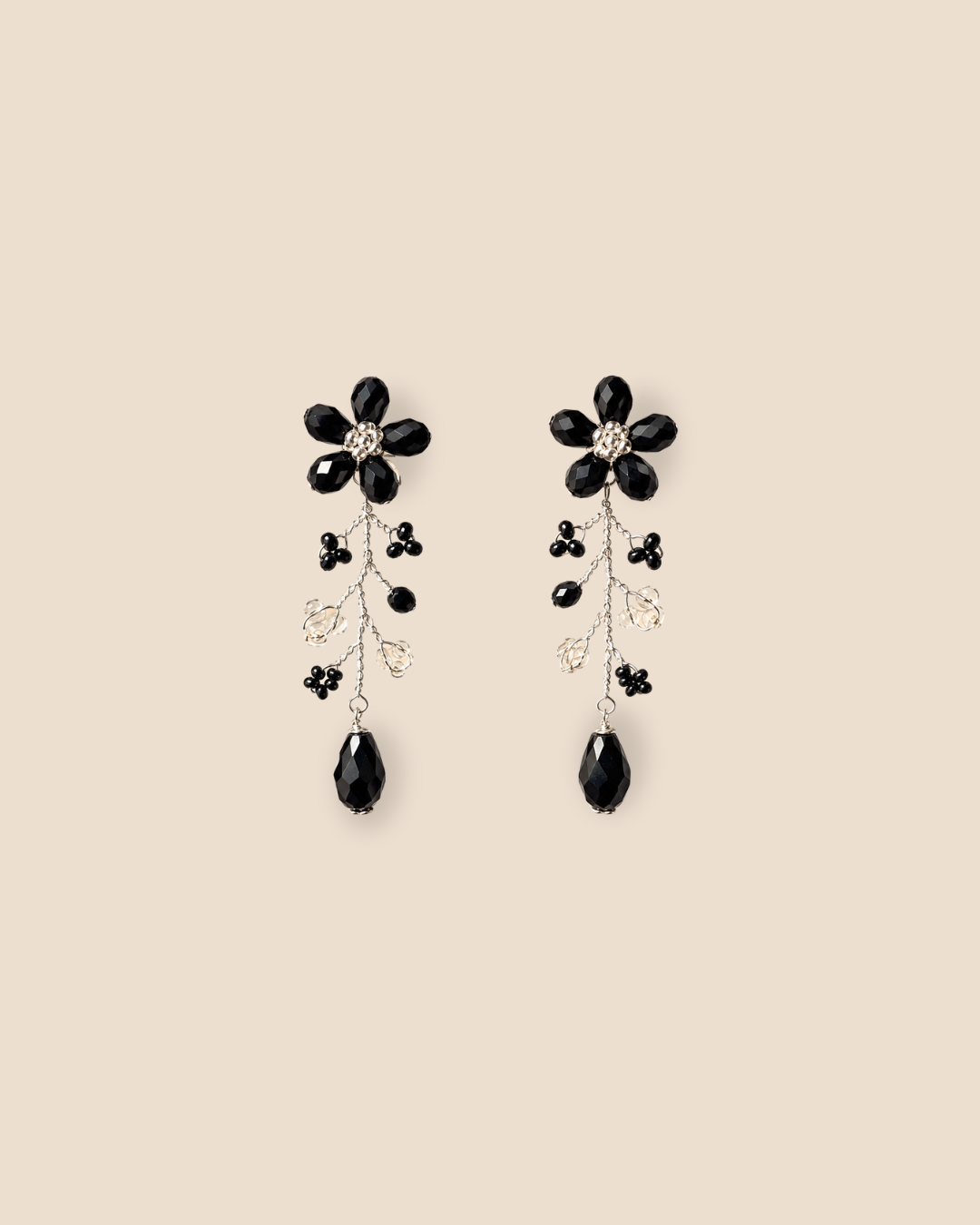 Flor Midi Black Earrings
