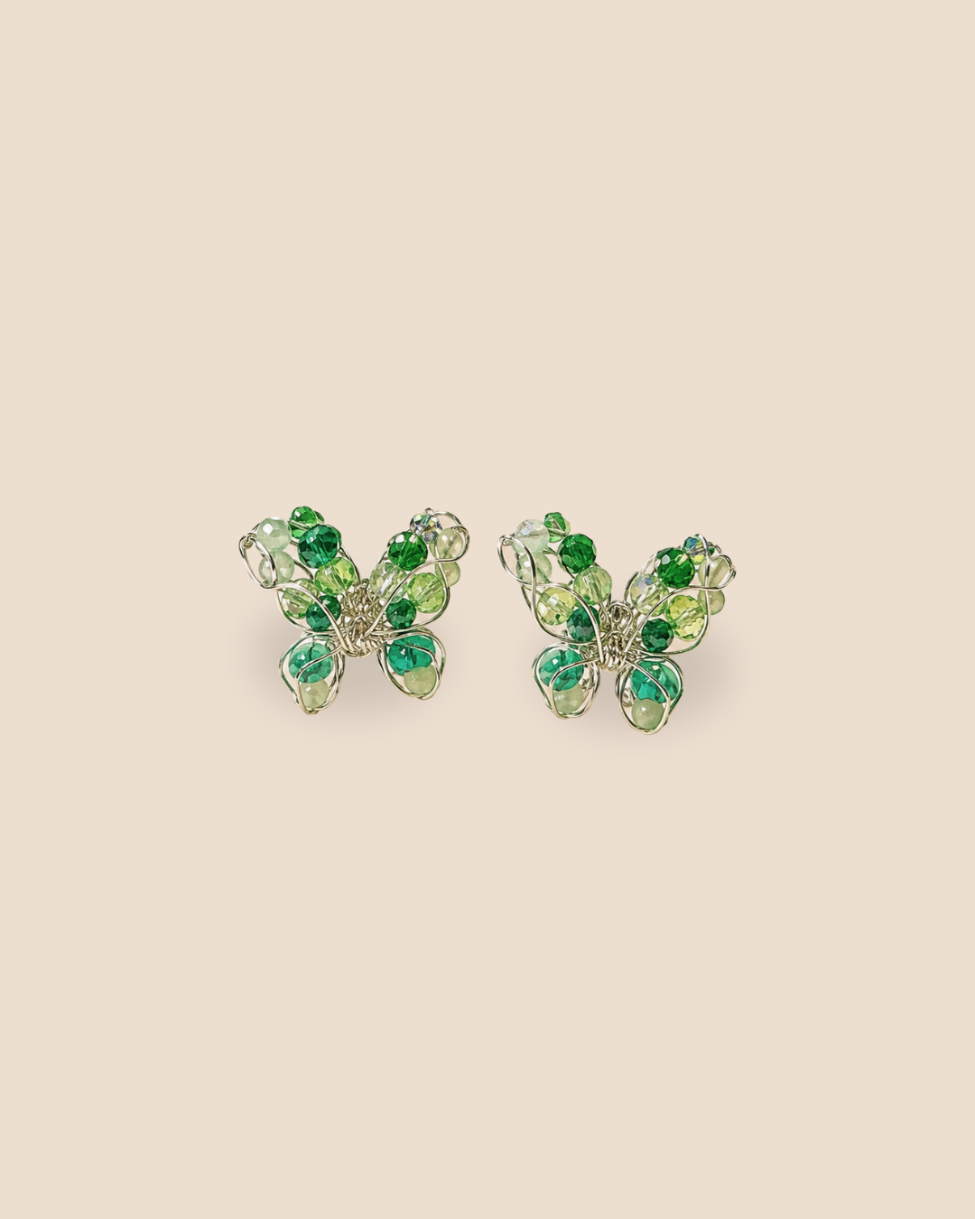 Mariposa Mini Silver Green Earrings