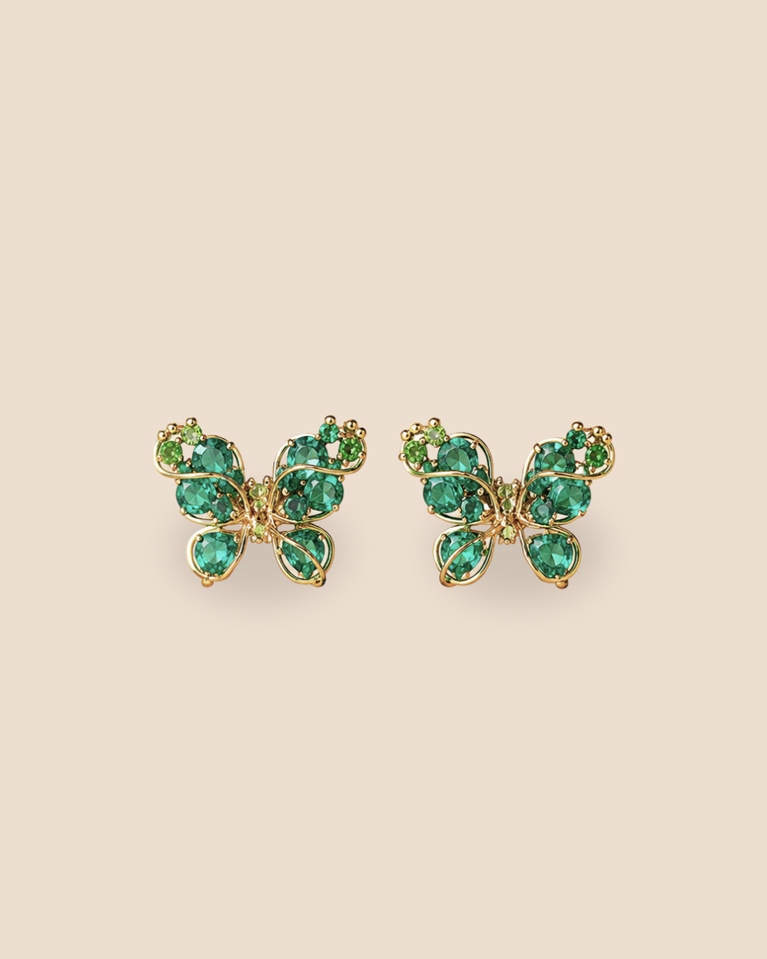 Mariposa Mini Gold Green Earrings